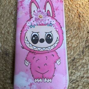 Labubu Long Zip Wallet Pink Anime Character Wallet